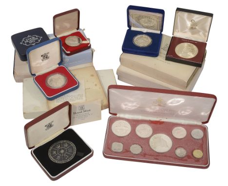 A collection silver and other proof sets and coinsto include Franklin Mint: Barbados, 1973, Belize 1974, British Virgin Islan