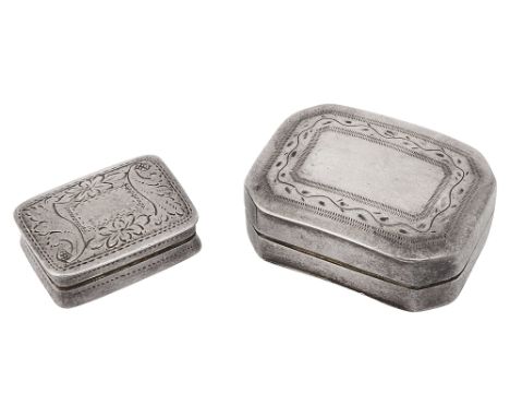 A George III silver vinaigrette and anotherfirst Birmingham, 1813 by Samuel Pemberton, of curved rectangular form with canted