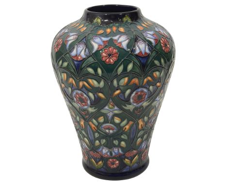 A Moorcroft Collectors Club 'Anatolia' pattern vase, designed by Rachel Bishop, 2003, of baluster form, painted tube lined de
