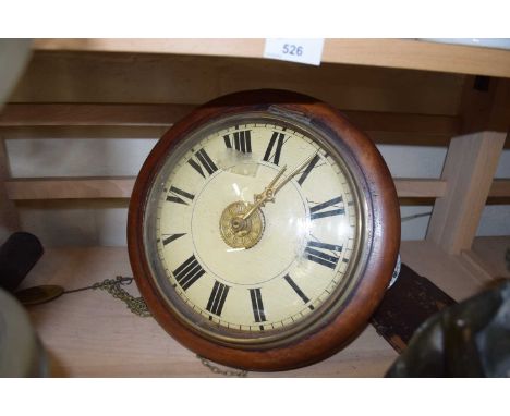 19TH CENTURY POSTMAN'S ALARM TYPE WALL CLOCK, (LACKING BELL)