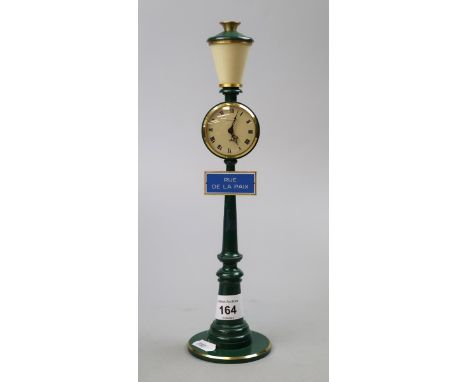 Vintage Jaeger LeCoultre table clock Rue De La Paix Street Lamp working - Approx height: 28cm 