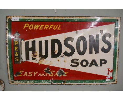 Original enamel sign - Hudson Soap - Approx size: 66cm x 40cm 