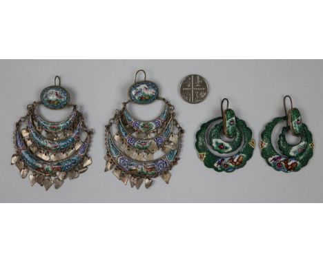 2 pairs of enamel earrings 