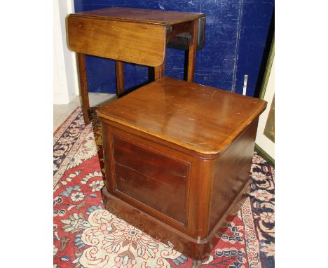 A collection of furniture comprising a mahogany drop-leaf table, a 19th Century fruitwood commode, a 19th Century circular ma