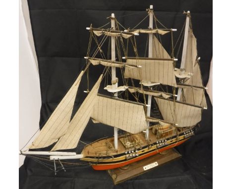 A part wood model of Pailebot S.V. Marques sailing boat, another part wood galleon with sales and rigging, a Hanah model of a