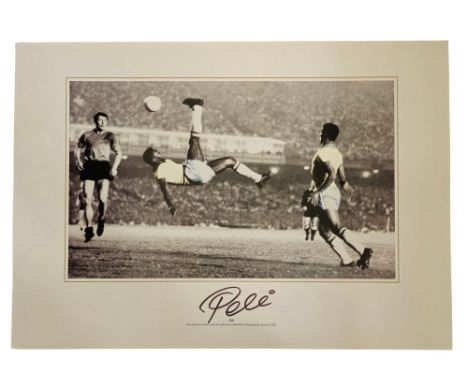 Pelé – Overhead Kick - signed photographic print - This wonderful item of signed memorabilia is a stunning large spot colour 