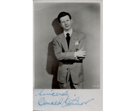 Donald O'Connor signed 6x4 inch vintage black and white photo.  Good Condition  All autographs come with a Certificate of Aut
