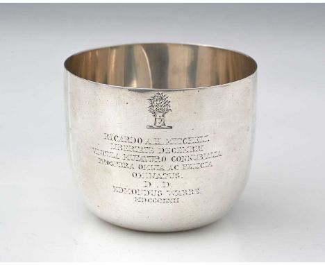 A Victorian silver tumbler, London 1872, E.C. Brown, engraved with a wedding presentation inscription below the Mitchell fami