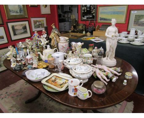 Large group of interesting china &amp; porcelain etc - Whole table top to include a Copeland Parian Ware semi nude greek godd