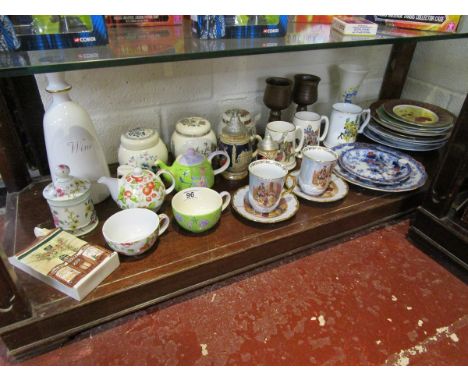 Shelf of ceramics to include Ironstone