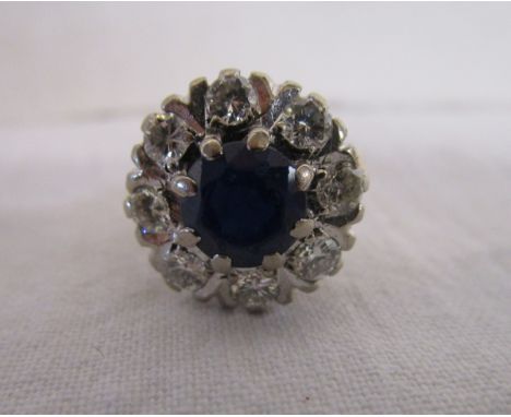 18ct sapphire &amp; diamond cluster ring