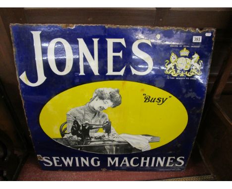 Enamel sign - 'Jones Sewing Machines'&nbsp;- Dimensions H: 82cm, W: 86cm