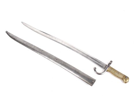 An Egyptian Remington Rolling Block bayonet, model 1869, with scabbard. Total L70.5cm