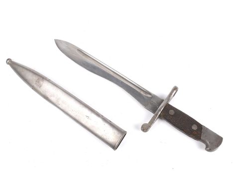 A Spanish Mauser Toledo bayonet. Stamped to top of blade 3406N, with scabbard. Total L39.8cm