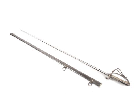 An 1821 pattern Hawkes and Son Light Cavalry officer's sword. Stamped to top edge of blade 2157. With scabbard. Total L105.5c
