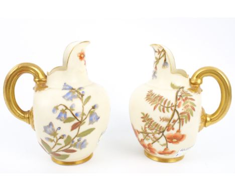 A pair of Royal Worcester jugs. With puce mark, model '1094', both bearing the registration numbers '29115' (1885), 12cm high