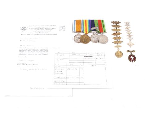 A WWI & WWII medal group. Comprising a pair of WWI India General service medals, WWII Defence Medal, British War Medal 23UZ A