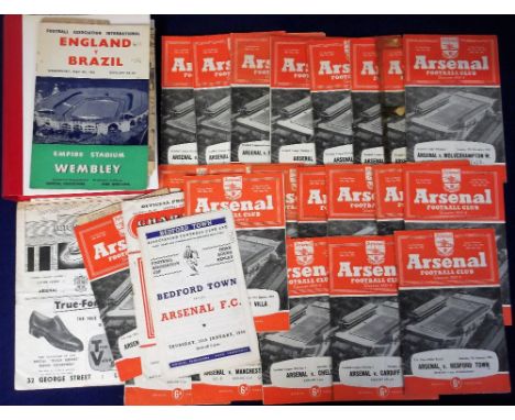 Football programmes, Arsenal FC, set of 21 home League programmes, 1955/56, including several 4 page issues, also FAC program