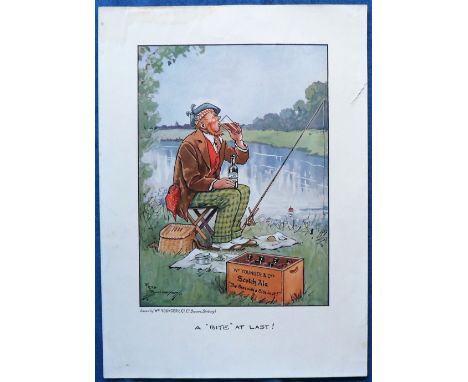 Breweriana, Wm Younger &amp; Co Ltd, original colour print 'A Bite at Last!', Scotch Ale 'The Beer with a Bite in It!', artis