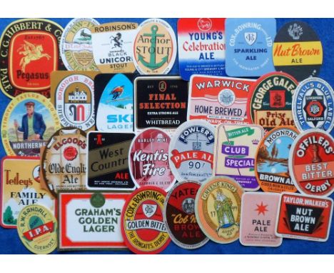Beer labels, a mixed selection of 30 different labels various shapes, sizes and breweries including C G Hibbert Export, Burto