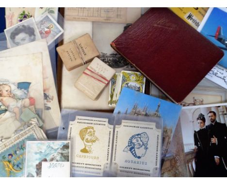 Ephemera, a collection of mixed ephemera to include an illustrated autograph album (approx. 10 decorated pages), small qty. r