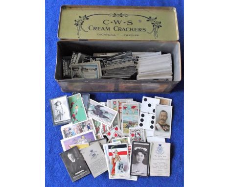 Cigarette cards, vintage biscuit tin containing a mixed selection of mainly part-sets and odds including Wills, Phillips, Pla