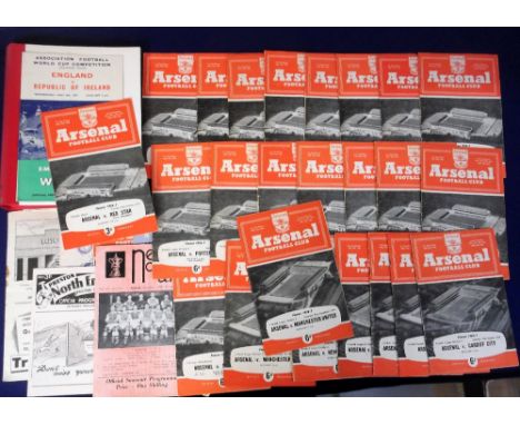 Football programmes, Arsenal FC, a set of 21 home League games,  1956/57, also Friendlies v Red Star (4 pages) &amp; England 