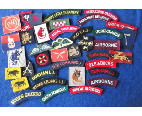 Military, a collection of approx. 40 embroidered cloth shoulder titles and formation signs including Durham Light Infantry, G