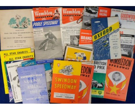 Motor Sport programmes, Speedway 1947 to 1955 New Cross (13) Wembley, Poole, Swindon, Wimbledon, Oxford. Motor Racing Aintree