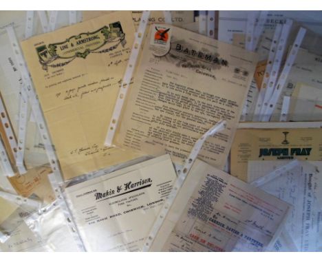 Ephemera, Invoices, mostly dating from the early to mid 20thC from the outer London region (Ealing, Chiswick, Hounslow, Islew