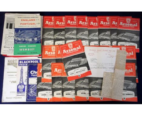 Football programmes, Arsenal FC, a set of 21 home League games, 1957/58, including Manchester Utd (last pre-Munich match), al
