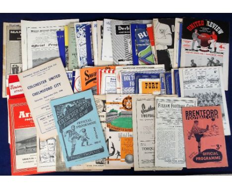 Football programmes, a collection of 98 programmes 1940's to early 60's, 1940's (5), 1950's (32) rest 60's, noted Colchester 