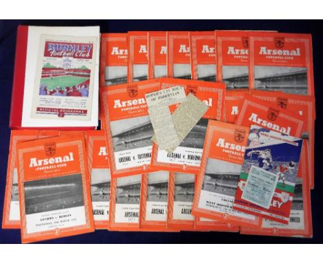 Football programmes, Arsenal FC, set of 21 home League games, 1952/53, Championship Winning Season, including Manchester Utd,