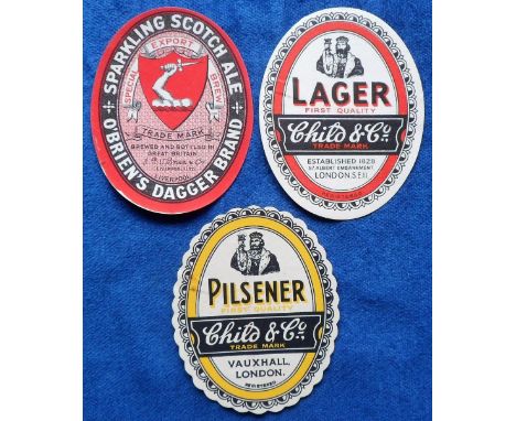 Beer labels, Child &amp; Co London, Lager and Pilsener (95 and 93mm high) (vo's) (collectors stamp to reverse) &amp; J P O'Br