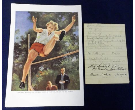 Olympics Autographs, London 1948, collection of 15 autographs of female athletes inc. Fanny Blankers-Koen (who won 4 gold med