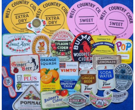 Cider &amp; Soft Drinks labels, a mixed selection of 26 labels, various shapes and sizes, including Llandrindod Wells Mineral