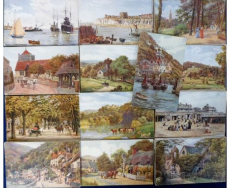 Postcards, Quinton, a collection of approx. 120 UK art views all by A R Quinton inc. Portsmouth Harbour, Harrogate, Bexhill, 