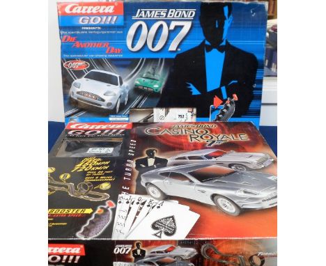 Model cars, Carrera Slot Cars, two boxed 007 James Bond 1:43 scale Slot Racing Systems, Die Another Day and Casino Royale (un