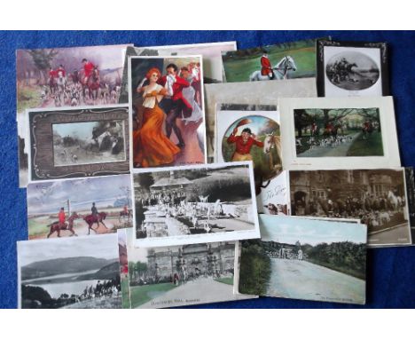 Postcards, selection of approx. 40 hunting related cards, mostly printed, showing some named hunts and meets, art postcards o