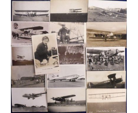 Postcards, Aviation, a mixed age collection of approx. 33 aviation cards inc. Amy Johnson, 'Mr Rolls' Channel flight (RP), ar