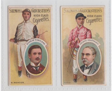 Cigarette cards, Horseracing, Salmon &amp; Gluckstein, Owners &amp; Jockeys Series, 2 type cards, R Morton &amp; Toon (gd) (2