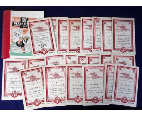 Football programmes, Arsenal homes 1948/49, set of 21 home League games inc. Manchester Utd, Liverpool (4 pages), Newcastle, 