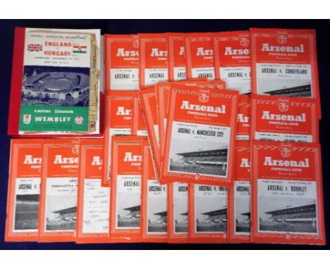 Football programmes, Arsenal FC, set of 22 home League programmes,  1953/54, including Aston Villa abandoned, also Friendlies