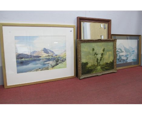 W. Heaton Cooper Prints (2), Old Master print and bevelled wall mirror. (4)