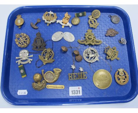 Military Badges, including 'RAF', Army Ordnance, The Essex Regt, REME, RWAFF, British Troops Berlin Inter Unit Athletic Champ