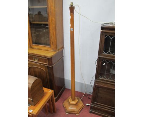 1920's Walnut Standard Lamp, with hexagonal base.