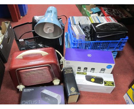 Kenwood Fan, Roberts Radio, W.S.B. player, angle poise lamp, C.D.'s, etc. ( Untested - sold for parts only)