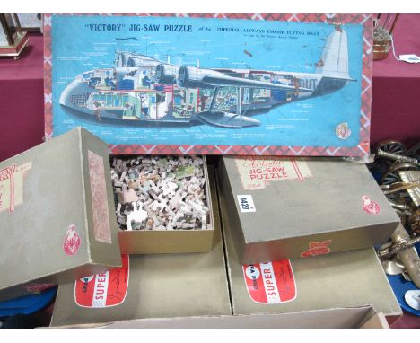 Victory Jig-Saw Puzzle - Imperial Airways Empire Flying Boat (as used for the Atlantic Survey flights), complete, in poor box