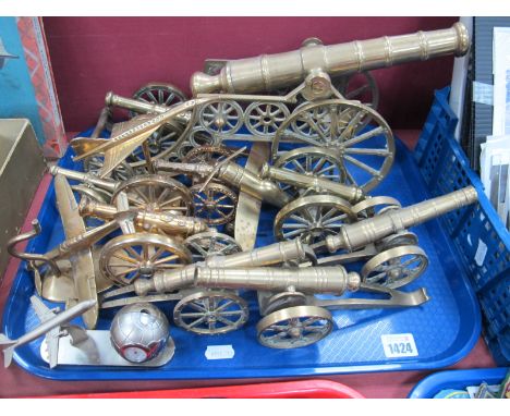 Nine Brass Model Cannon's, three model planes:- One Tray.