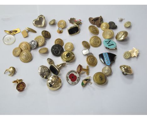 A Small Selection of Gilt Tunic Buttons, enamel examples, badges, etc.